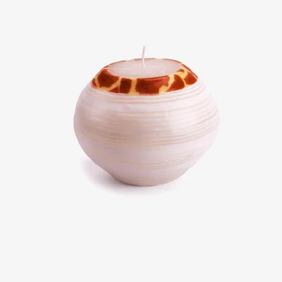 The Range Bamboo White Pot Candle (Giraffe), Handmade, 120 Hours Burn Time - White