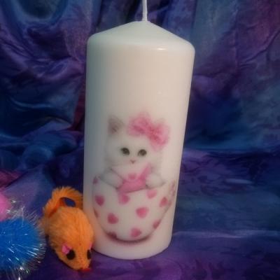 The Range Pillar Candle Adorable Kittens - White / 1