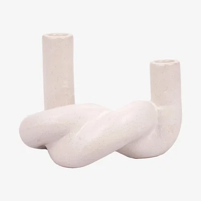 The Range Knot Taper Candle Holder - White