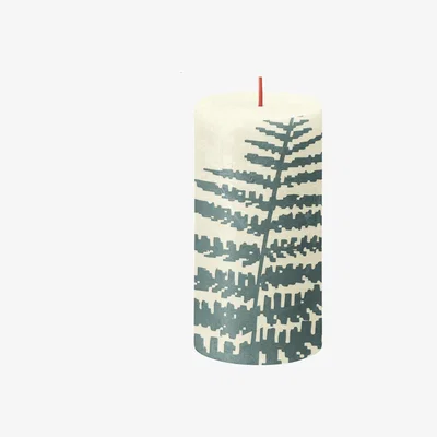 The Range Bolsius Fern Rustic Silhouette Candle H13 cm - Ivory and Green