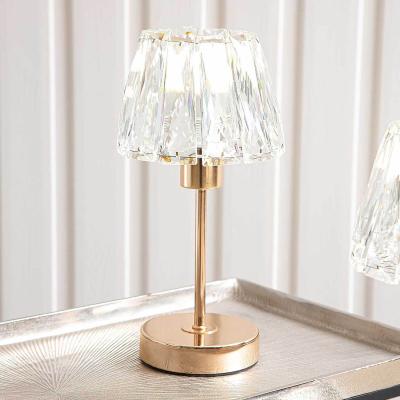 The Range Gold Steel Candlestick Table Lamp With Crystal Shade - Gold