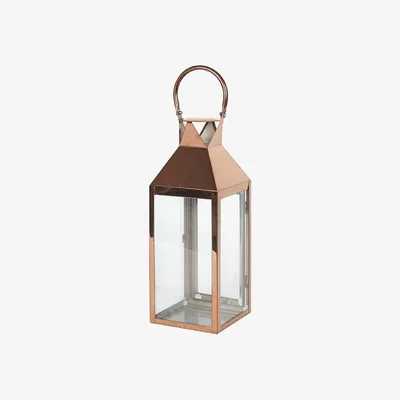 The Range Large Copper Lantern Chunky Handle and Glass Windows - Metallic Copper