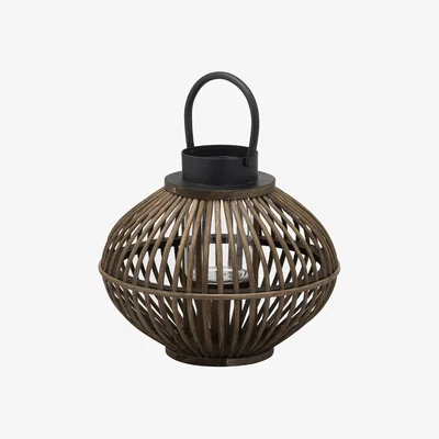 The Range Bamboo Style Large Lantern Cozy Lighting - Brown