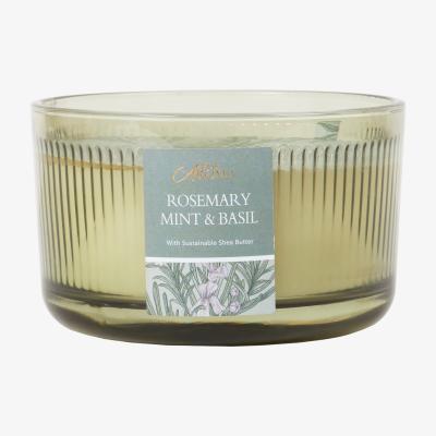 The Range Rosemary Mint & Basil Ribbed Candle - White