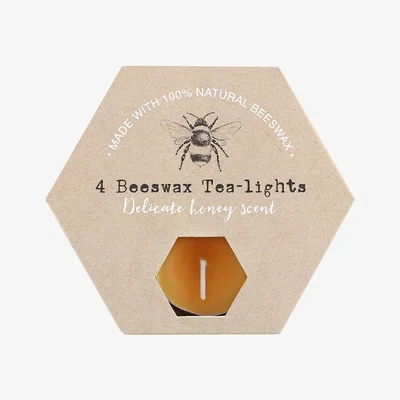 The Range Set of 4 Natural Beeswax Tealights   - Natural