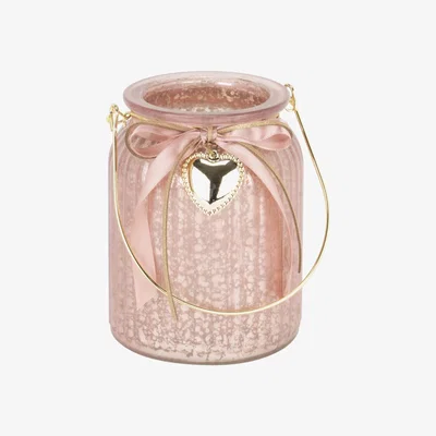 The Range Heart and Ribbon Tea light Holder - Blush