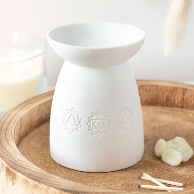 The Range Ceramic Seven Chakra Oil Wax Burner - White