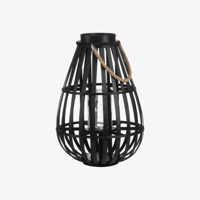 The Range Domed Wicker Lantern Rope Detail - Black