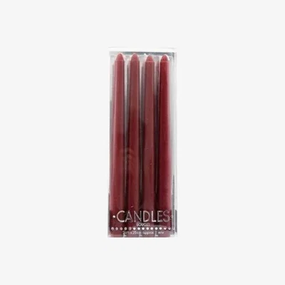 The Range Set Of 4 25Cm Red Taper Candles - Brown