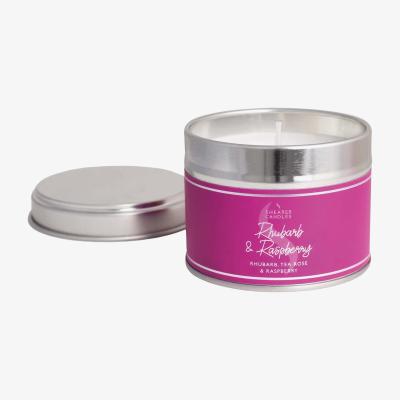The Range Shearer Metallic Tin Candles Wax Scented Jars, Rhubarb  Raspberry - Small 108g - Pink