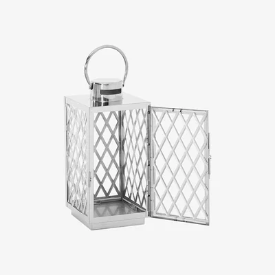 The Range Metal Lantern Windproof Candle Holder - Silver / 17cm