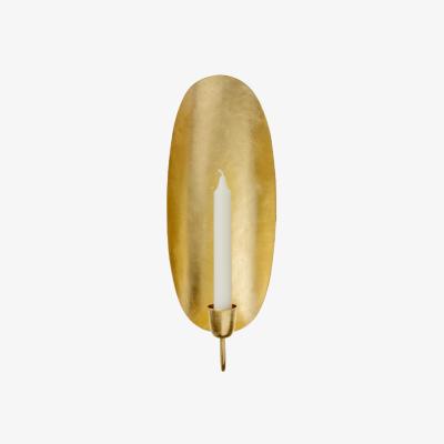 Rockett St George Oval Gold Leaf Candlestick Holder Wall Sconce