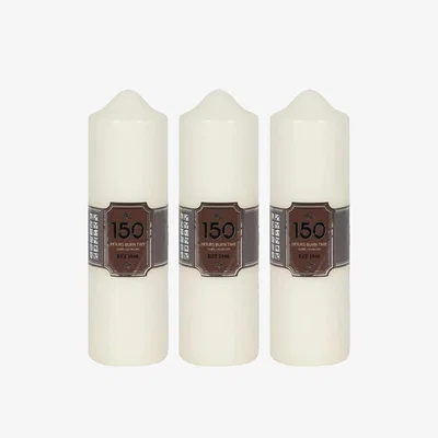 The Range 3 Pack Church Pillar Candle 150 Hours  - White