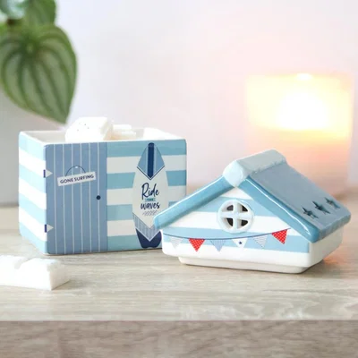 The Range Beach Hut Oil Burner Evoke the Seaside with This Charming Ornament - Blue