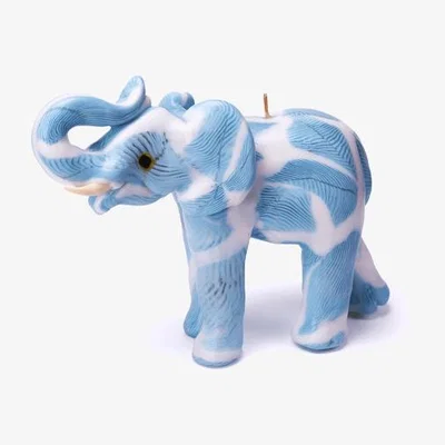 The Range Elephant Decor Candle, Blue Leaf - Blue