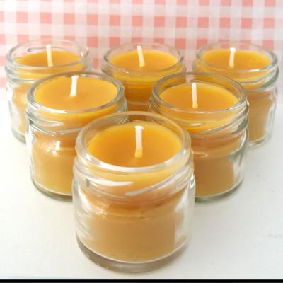 The Range 6 Pure Beeswax Upcycled Jam Pot Candles - Pale Yellow