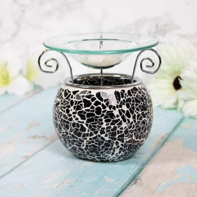 The Range Metal Glass Black Mosaic Oil Wax Burner  - Black