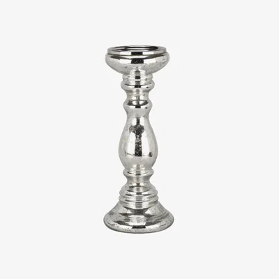 The Range Antique Silver Pillar Candle Holder