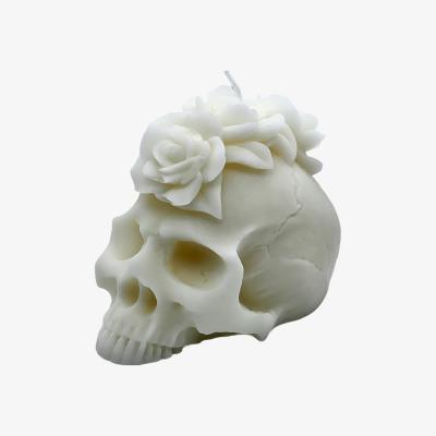 The Range Rose Mohawk Skull Candle - Off White