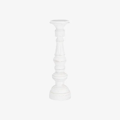 The Range White Washed Candlestick - White
