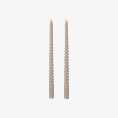 The Range Set Of 2 Beige Swirl Taper Candle - Beige