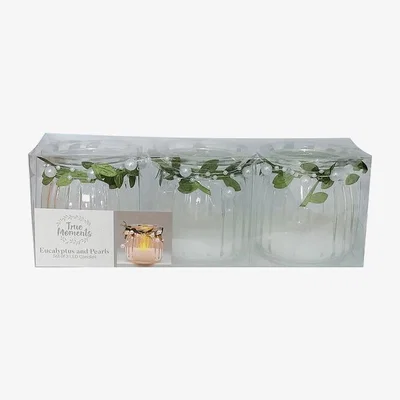 The Range Pack of 3 Eucalyptus and Pearl LED Candles