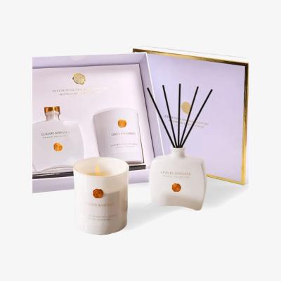 The Range Rose Oud Luxury Candle and Diffuser set Black - White