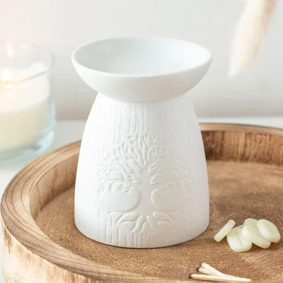 The Range Ceramic Tree of Life Oil Wax Burner - White