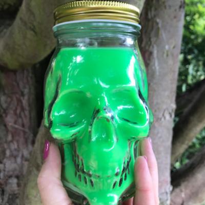 The Range Halloween Skull Candle  - Neon Green