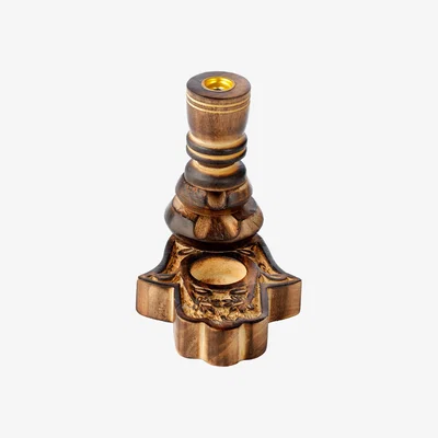 The Range Carved Mango Wood Backflow Incense Burner - Hamsa - Brown