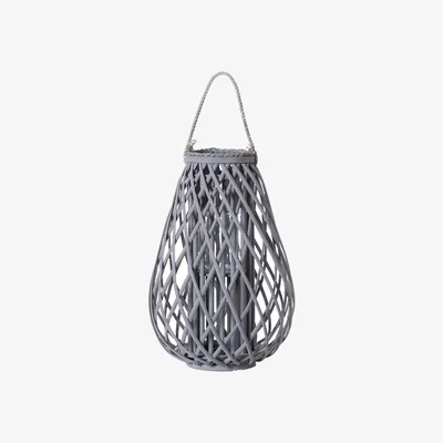 The Range Large Wicker Bulbous Lantern Rustic Light - Grey