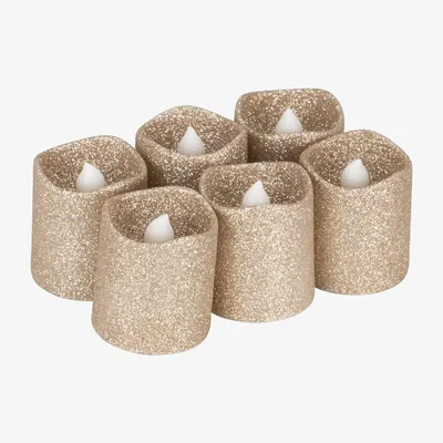 The Range Pack of 6 Glitter LED Votives - Champagne