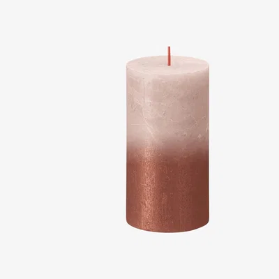 The Range Bolsius Rustic Metallic Candle Faded Misty Pink Amber (130mm x 68 mm ) - Pink Amber