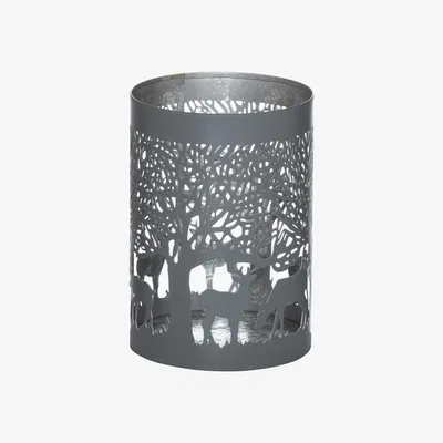 The Range Rustic Decor Glowray Stag In Forest Lantern - Silver