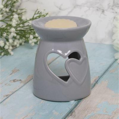 The Range Ceramic Double Heart Oil Wax Warmer - Grey