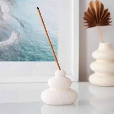 The Range Speckle Balancing Stones Incense Stick Holder - White