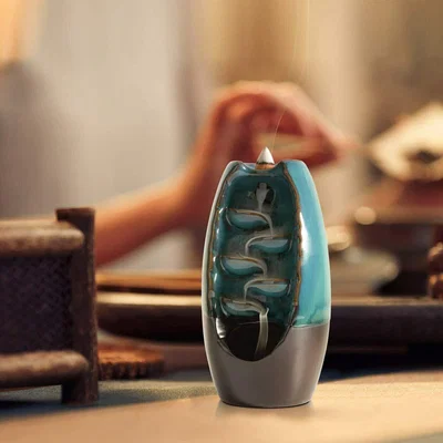The Range Ceramic Smoke Backflow Waterfall Incense Burner - Turquoise