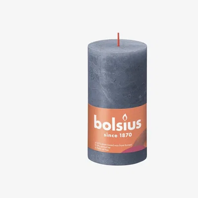 The Range Bolsius Rustic Twilight Blue Shine Pillar Candle (130mm x 68mm) - Twilight