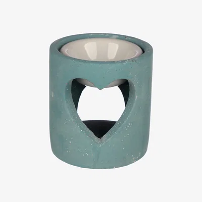The Range Concrete and Ceramic Eden Oil Burner - Blue Heart Cut-Out - Blue