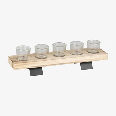 The Range Tealight Holder on Wooden Tray