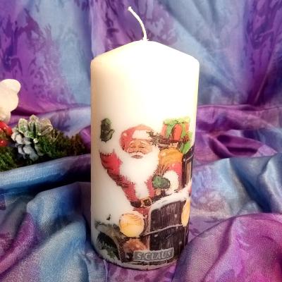 The Range Christmas Pillar Candle Santa  - White / 8
