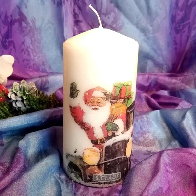 The Range Christmas Pillar Candle Santa  - White / 8