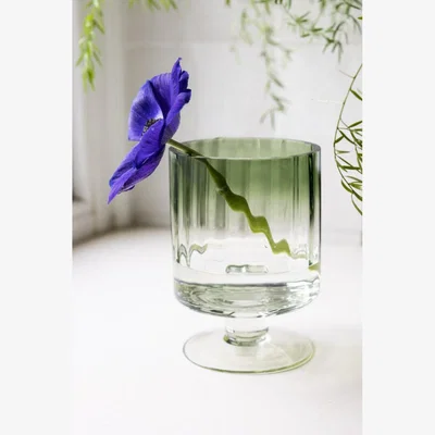 Rockett St George Small Green Hurricane Candle Holder / Vase
