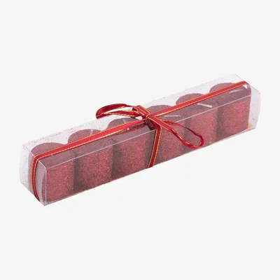 The Range Glitter Pillar Candles - Red
