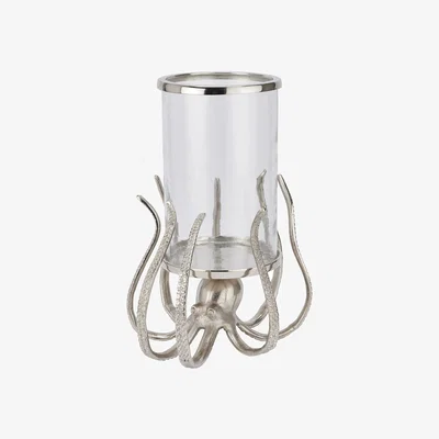 The Range Large Octopus Candle Hurricane Lantern - Silver