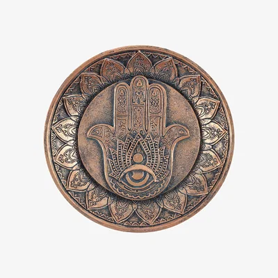 The Range Hand of Hamsa Incense Holder Plate Antique Copper Finish - Copper