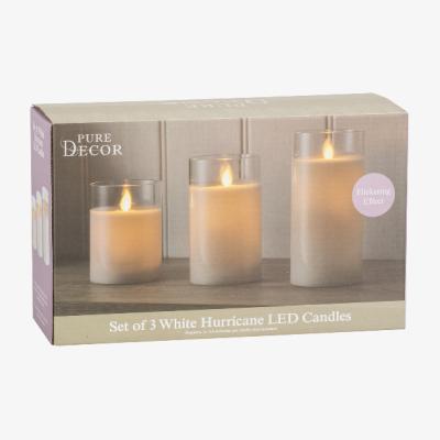 The Range Pack of 3 Hurricane LED Candles - White