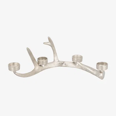 The Range Metallic Antler Candle Holder - Silver