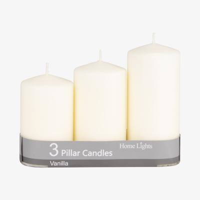 The Range Pack of 3 Vanilla Scented Pillar Candles