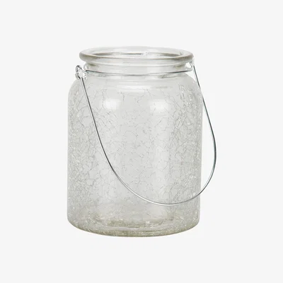 The Range Crackle Glass Tealight Holder - Clear
